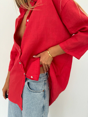 OVERSIZE LINEN SHIRT POPPY