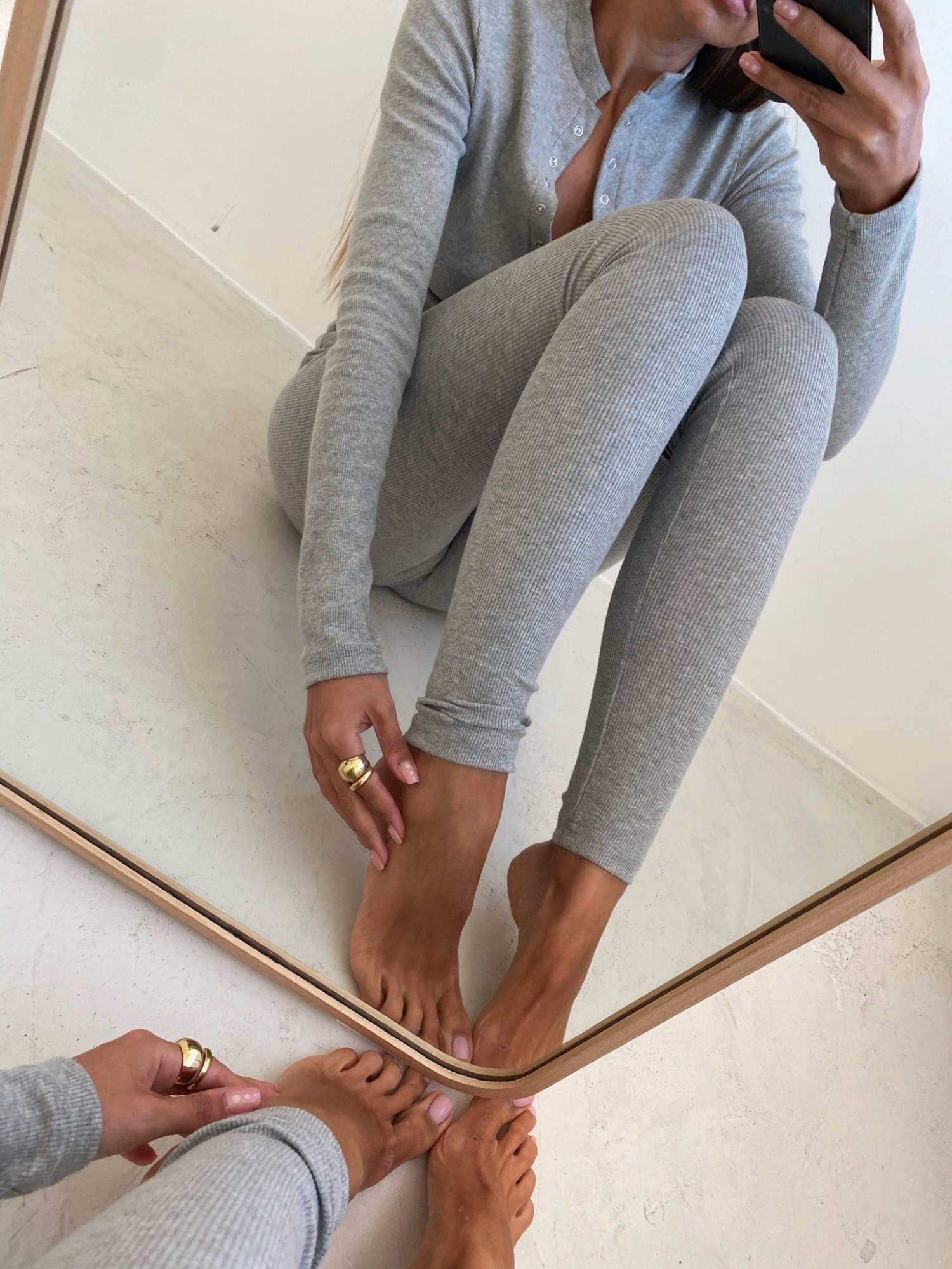 The Ribbed Leggings | Washed Grey