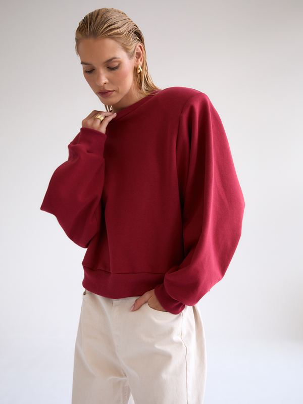 CRANBERRY PADDED SWEATSHIRT