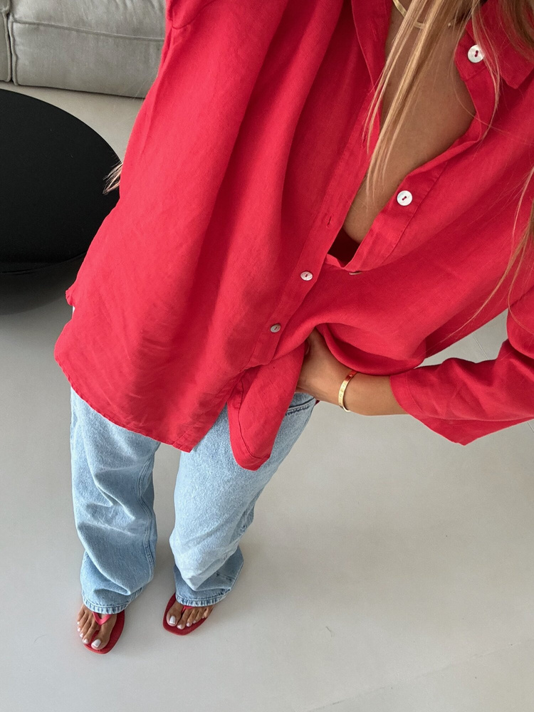 OVERSIZE LINEN SHIRT POPPY