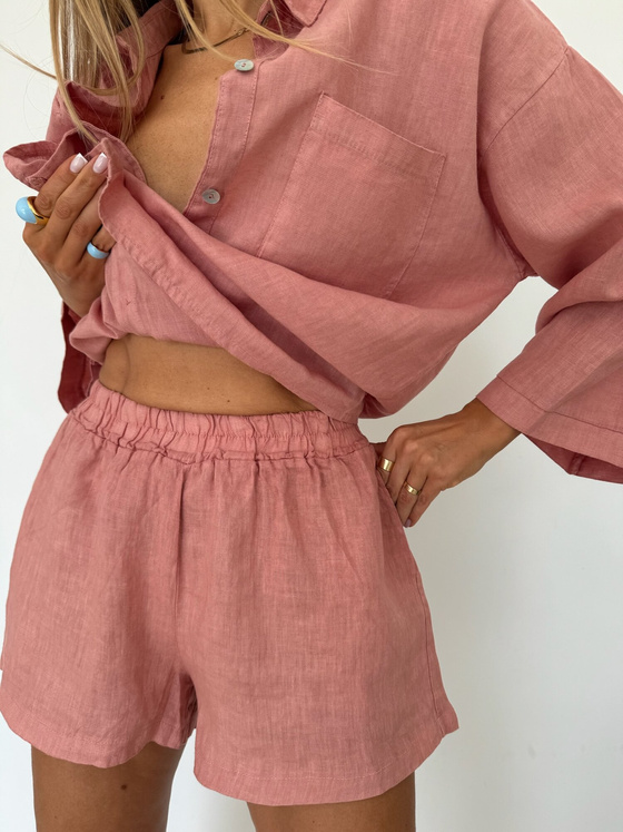 LINEN SHORTS PEACH