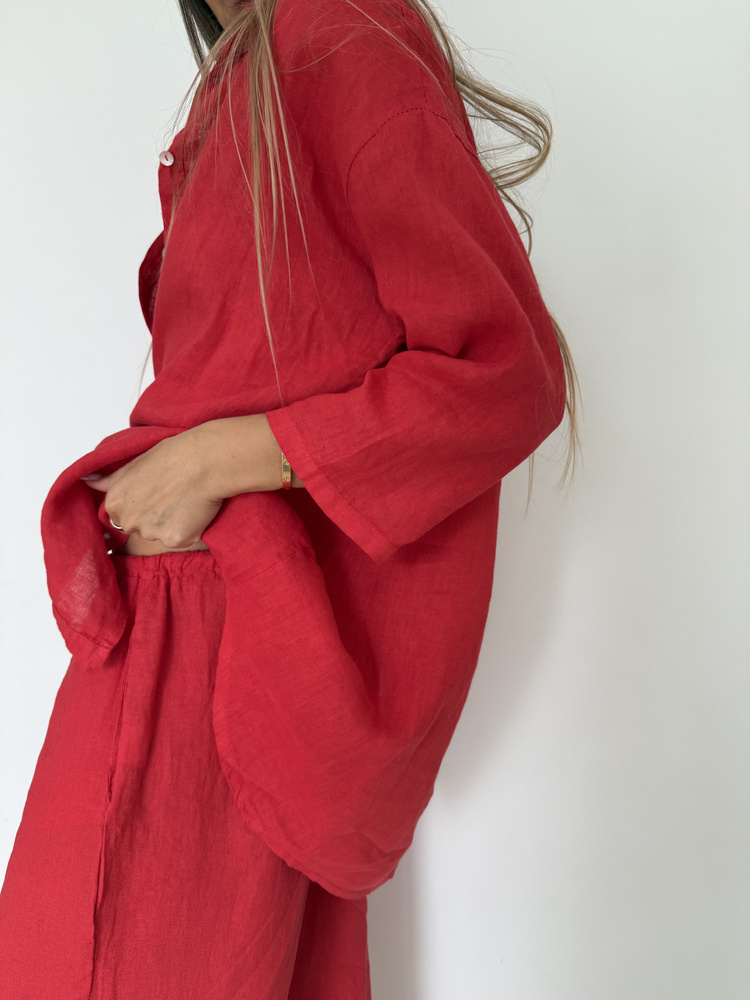 OVERSIZE LINEN SHIRT POPPY