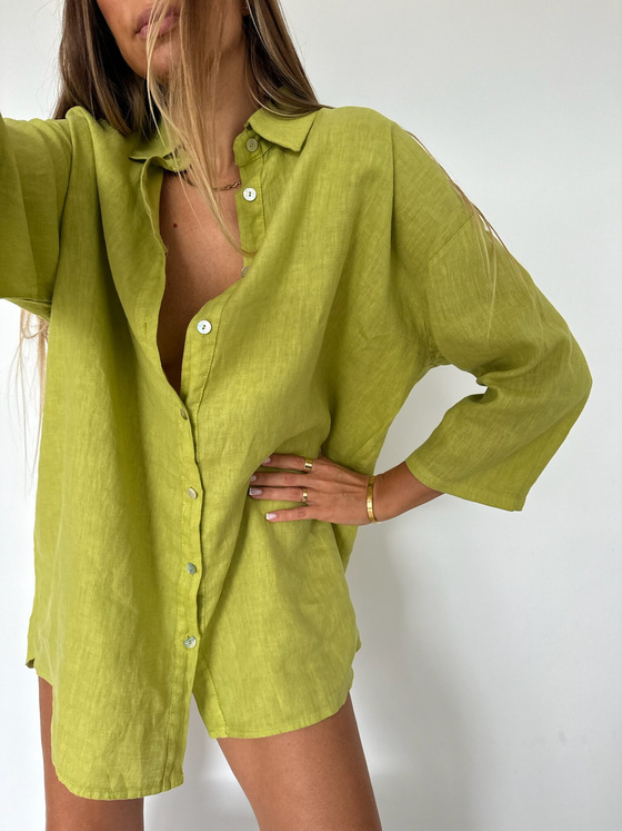 OVERSIZE LINEN SHIRT LIME