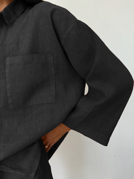 LINEN BOX BLACK SHIRT