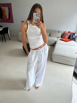 LINEN WHITE LARGE PANTS