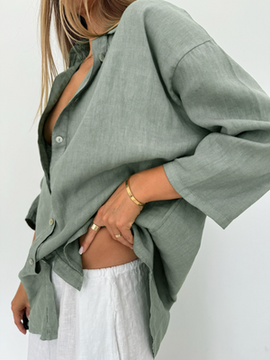 OVERSIZE LINEN OLIVE SHIRT