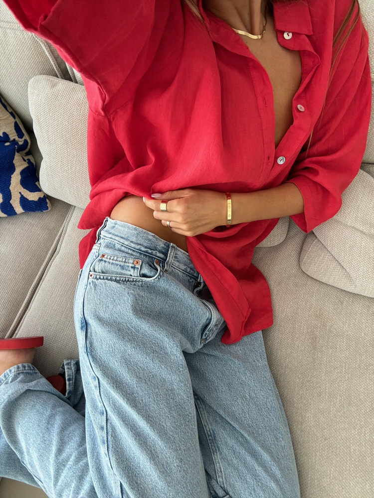 OVERSIZE LINEN SHIRT POPPY