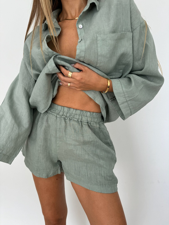 LINEN SHORTS OLIVE