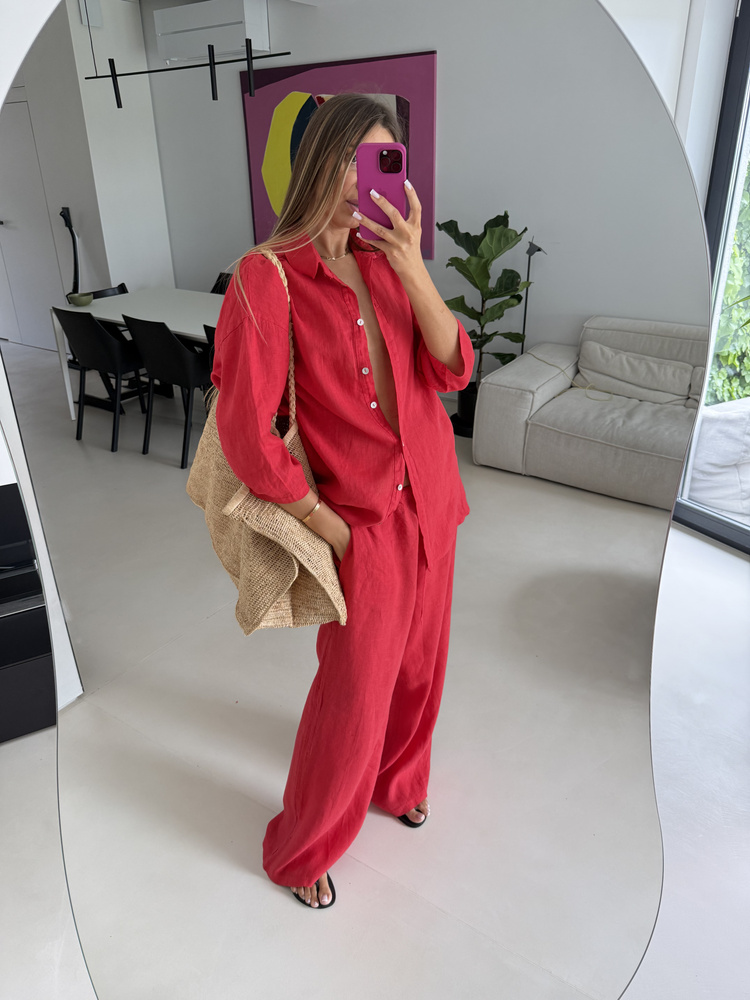 OVERSIZE LINEN SHIRT POPPY