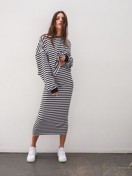 STRIPES MIDI SKIRT