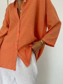 OVERSIZE LINEN SHIRT ORANGE