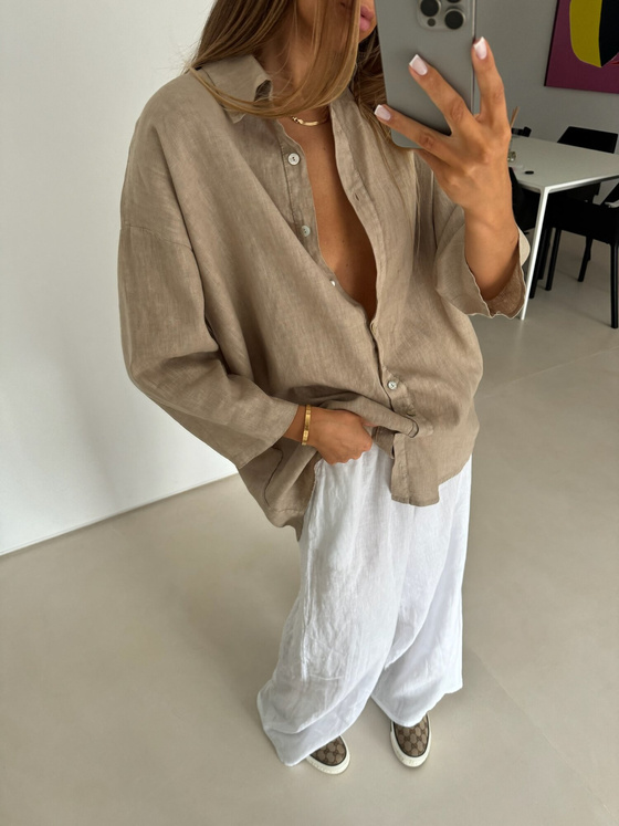 OVERSIZE LINEN SHIRT BEIGE