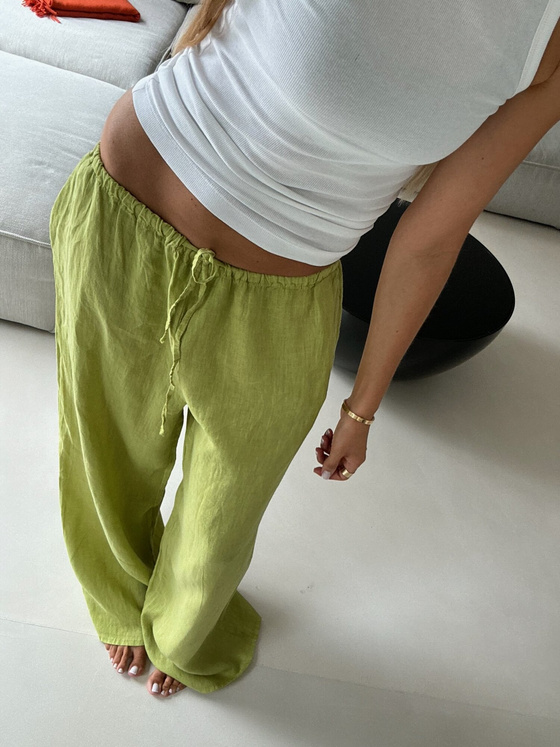 LINEN LIME LARGE PANTS