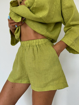 LINEN SHORTS LIME